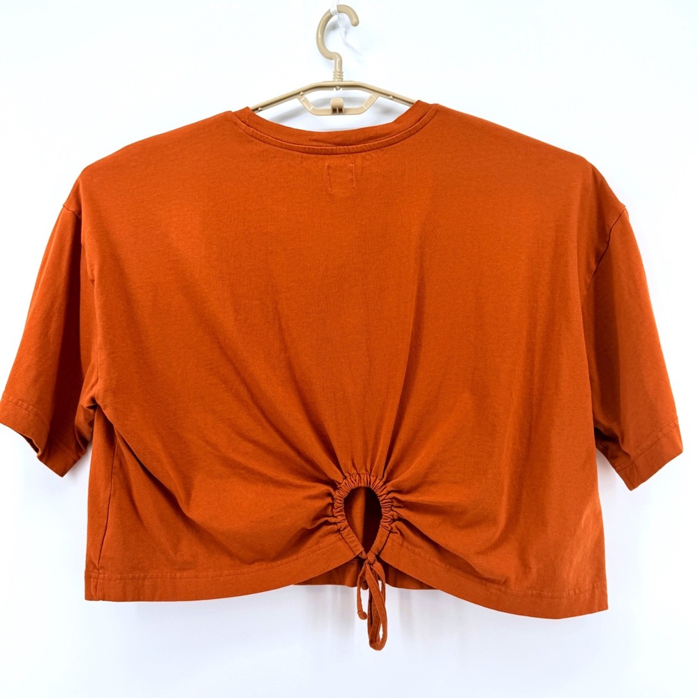 GAP T-Shirt Womens XL Rust Excellent Cinched Back Cutout Cropped Cotton Tee